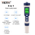 yieryi Salinity Meter 5 in 1 Salinity/TDS/EC/PH/Temp Tester with ATC Saltwater Tester for Seawater Aquariums Marine Monitoring and Koi Fish Pond. 