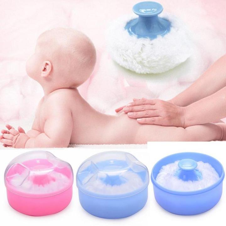 Pack Of 2 Baby Powder Puff - Portable Powder Puff Box Body Baby Face Talcum Sponge Infant Puff Box Container Case Also for Children or adult In Summer