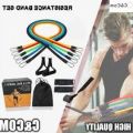 "11-Piece Resistance Band Set with 5 Stackable Tubes – Full-Body Workout Kit with Handles, Door Anchor, and Ankle Straps". 