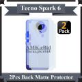 2Pcs Tecno Spark 6 Back Matte Protector Soft Skin Sheet Soft Film Protector For Spark 6. 