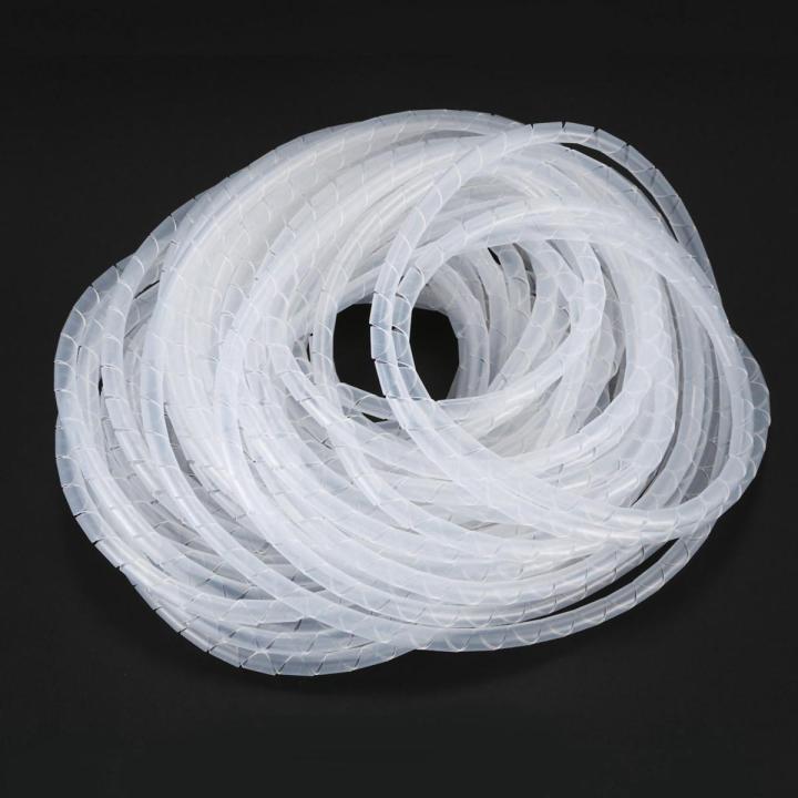 3X Cable Wire Organizer Manager Spiral Wrap Band 6mm Dia 15M Length White