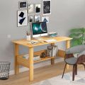 Engineered Wood Computer Desk with One Tier Shelves Laptop Study Table for Office Home Workstation Writing Modern Desk  Brown / 90 x 50 x 77 cm). 