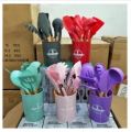 12Pcs Food Grade Safety Silicone Utensils with Wooden Handles, Heat Resistant Kitchen Tools Set, Used with Non-Stick Cookware. 
