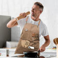 Men Women Thick Canvas Denim Bib Apron Kitchen Cooking Workshop Heavy Work Apron. 