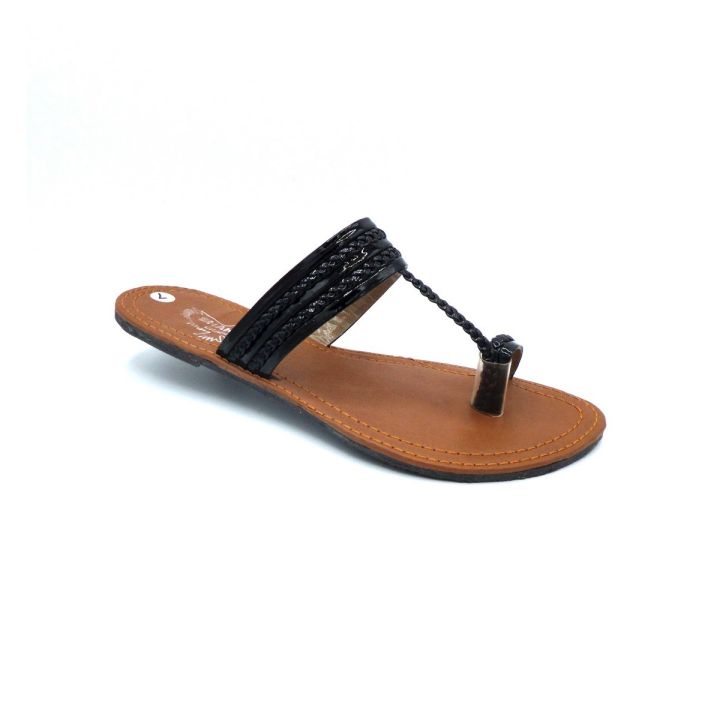 Shaheen Black Kolapuri Chappal for women And Girls KPBL111