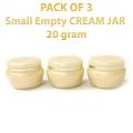 Pack of 3 Empty Cosmetic Containers Cream Pot Jar Refillable plastic Handi 20 gram. 