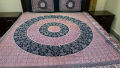 Sindhi Ajrak Style Cotton Bedsheet for King Size Double Bed 3 pcs. 