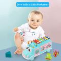 Huanger 3in1 Sorting Shape & musical Xylophone Toy Bus For Baby Toddler Baby Toy Musical School Bus Knocking Piano Car with Shape Puzzles Sensory Toys for Toddlers, Educational Learning Gift for Girls and Boys. 