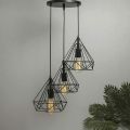 3 in 1 Metallic Diamond cage Shape / Pendant light  Hanging light Ceiling lights for Home, Office, TV Lounge, Bed Room, Hotel, Restaurants, Marquee, Gardens, Villa, Coffee shops, Cafes.. 