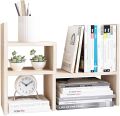 Jerry & Maggie - Desktop Organizer Office Storage Rack Adjustable Wood Display Shelf  Birthday Gifts - Toy - Home Decor  - Free Style Rotation Display - True Natural Stand Shelf White Wood Tone. 