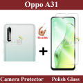 Oppo A31 Tempered Glass Screen Protector Polish Glass + Back Camera 9H Gorilla Flexible Protector For Oppo A31. 