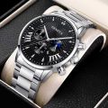 【Can last for 10 years】 Fashion Business Dashboard Calendar Fake Three-Eye Quartz Watch Roman Men's Watch   Luxury Watch. 