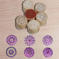 6 orted Wooden Rubber Stamp Round Hanriting Floral Flower Craft. 