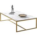 Coffee Table Open Rectangle Table Faux Marble Style Coffee Table with Metal Frame, Center Table for Living Room or Reception Room. 