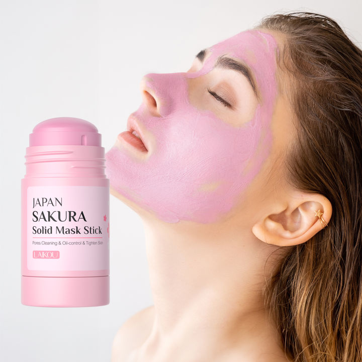 LAIKOU Japan Sakura Solid Mask Stick Cleansing Pores Oil-control Tighten Skin Even Skin Tone 40g