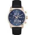 Hugo Boss Blue Dial Blue Leather Strap Chronograph watch For Men 1513783. 