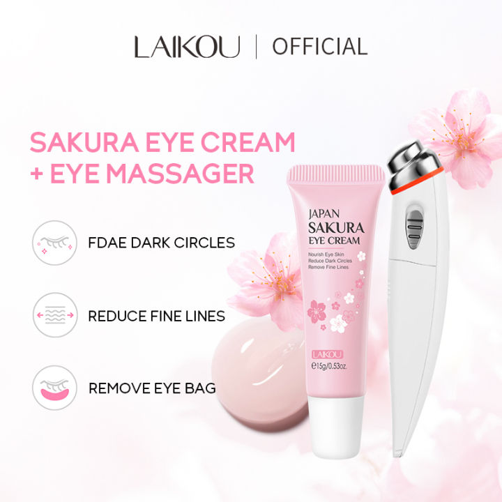 LAIKOU Sakura Eye Cream Eye Massager Anti-aging Reduce Eye Bags Dark Circles 2pcs