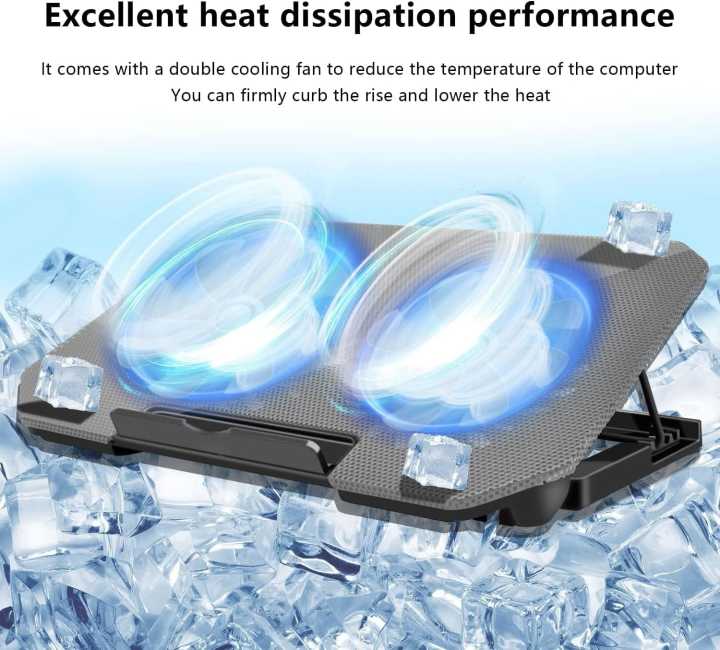 Laptop%20Cooling%20Pad%20Freely%20Adjustable%20Angle%20Dual%202.0%20Usb%20Port%202%20Led%20Cooling%20Fans%20Laptop%20Cooler%20Pad%20With%20Smartphone%20Stand%20With%207%20Gear%20To%20Adjust%20Height%20-%20For%20Upto%2020"%20Laptops%20-%20USB%20Powered%20Connection%20-%20Image%203