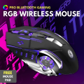 RGB Wireless Gaming Rechargeable Mouse With 3200 dpi Mechanical 6 Programmable Buttons - USB Dongle Optical LED Bluetooth Wireless Mouse - 2.4GHz 7M RGB LED Light With Free Mouse Pad for Smart TV, PC, Laptop, Computer, Gaming, Pubg Mobile. 