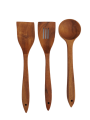 Wood Spoons Set – Brown | Wood Kitchen Utensil Set | 3Pcs Large Wooden Spoons | Big Round Soup Spoon | Ladle Long Handle Wood Dinner Spoon Set | Tablespoon Wood Kitchen Utensils Tableware | Shafaq Traders. 