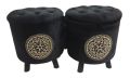 Wooden Ottoman puffy stool pair (Round shape) (Pack of 2). 