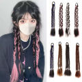 Y2K Ponytail Extensions Synthetic Boxing Braids Wrap Around Chignon Tail With Rubber Band Hair Ring Brown Black Ombre Braid. 