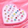 Pack of 5 Children Mix Colorful Rhinestone Gem Rings Cute Jewelry Creative Princess Toys Kids Little Girl Rings Gift. 