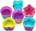 06 Pcs Multicolor Silicone Baking Muffin Cupcake Moulds Reuseable Microwave Oven Safe Non Stick Heat Resiistant Baking Cups. 