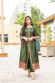 3D Printed stitched fancy maxi 2 pieces open front frock style for women & young girls. 
