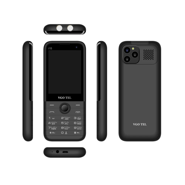 VGO TEL i15 - 2.8″ Big Screen -  3000mAh Battery - 4000 Contact Space - Auto Call Recorder - Magic Voice - Multiple Themes Style - 2000 SMS Message Space -Expandable Memory Upto 32GB - Selfie Camera - Box Pack  - 1 Year Warranty