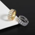 Wholesale Fashion Jewelry Gold Plated Iced Out Double Row Eternity Ring Double Row Eternity Bands Ring 2 Row Eternity Band Ring. 