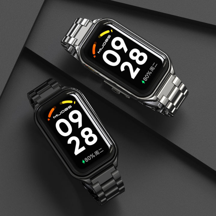 Mi Band 8 Active Strap Bracelet for Xiaomi Smart Band 8 Active Stainless Steel Metal Watchband Miband 8 Correa Mi Band 8 Active