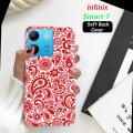 Infinix Smart 7 Back Cover - Red Floral Soft Case. 