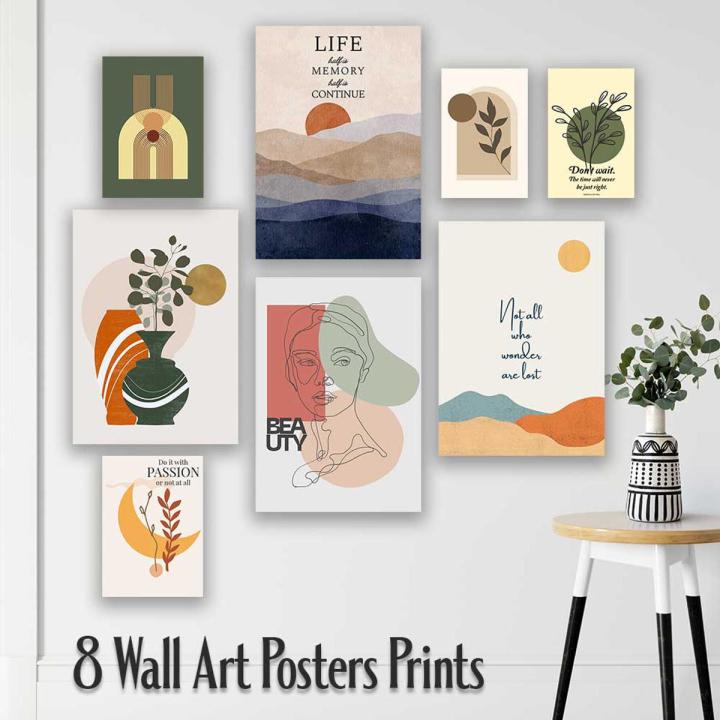 8 Various Sizes Minimalist Boho Wall Art with Motivational Quotes Posters Prints, Home & Room Decoration Items, Wall Decor Posters, Home Decor Wall Art, HD Quality Prints, Wall Hanging Room Decor Items, Wall Photo Cards Prints
