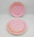 PINK GOLDEN POLKA DOT THEME PAPER PLATES PACK OF 10 PAPER PLATES ( 7 INCH SIZE ). 