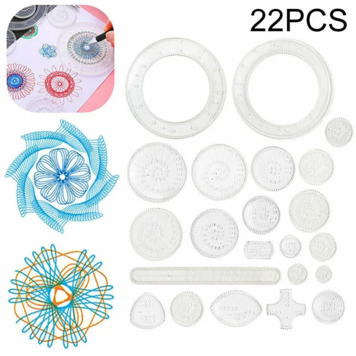 22Pcs Drawing Art Toy Students Geometric Spiral Stationery Tool Spirograph Ruler