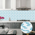 10pcs/set Flat Marble Mosaic Tiles Sticker Transfers Covers For Kitchen Bathroom Tables Peel Stick Waterproof Art Wall Decals. 