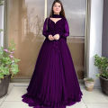 Stylish Long Frock for Women with Fancy Flair 3-Piece - Party Wear Frocks for Women. 