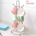 Stainless Steel Cups Stand | Cup Rack Hanging Mug Tree Stand Holder With 6 Hooks| cup coffee Stand. 