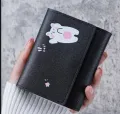 PU Leather Cartoon-Themed Tri-Fold Wallet for Women - Casual Animal Print Card Holder Style. 