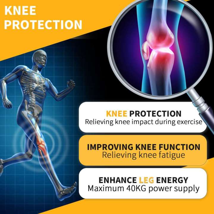 Power Knee Joint Support Pads - Breathable Non-Slip Power Lift Knee Stabilizer Boosters Pads - Pair of 2 - Black