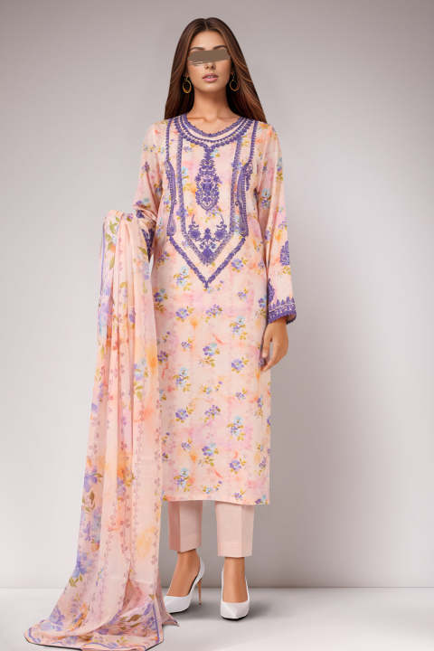 Saya Unstitched Printed Embroidered Self Jacquard 2 Piece (Shirt/Trouser) Suit For Women / Fabric For Women - LA FLEUR UN-STITCHED 2024 - WU2P-4240
