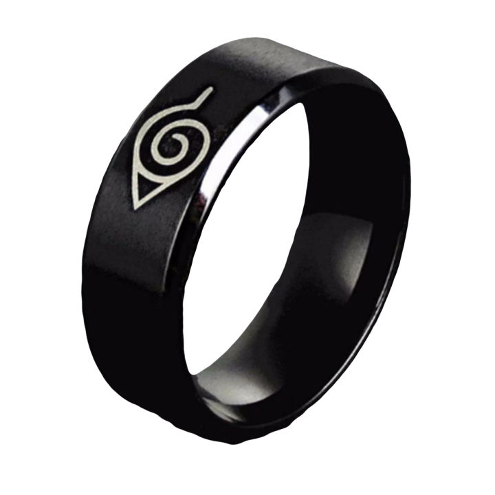 Naruto Ring Leaf Sign Ninja Black Fashion Titanium Steel Anime Jewelry At CustomizeGiftsPk