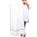 White 4 Side Embriored Kashmiri Shawl SHL-167-1. 