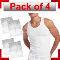 Pack of 4 Men's vest banyan Cotton Sleeveless Undershirt Gym  Inner Wear For Boys - White. 