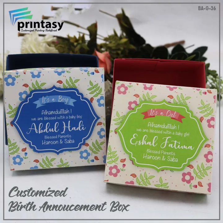Customized Birth Announcement Boxes BA-G-36 500 Gram| Pack of 10 | Daraz.pk