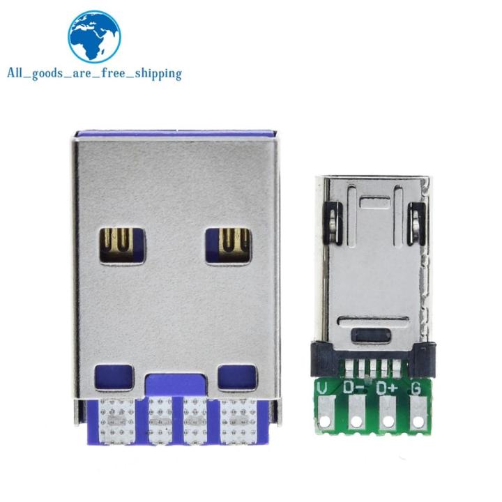 Micro Male Plug With  Solder Plate Double-sided Micro 5P Plug Usb Connector+ Type A 3A 4PIN Male USB DIY OTG Data Charge DIY