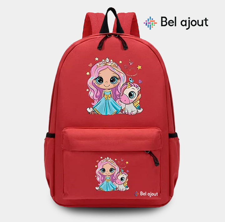 Kids School Backpack 17 Inch - Water & Fire Ball Pattern, Multiple Pockets, Lightweight, Travel Bag For Boys & Girls