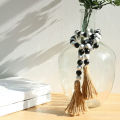 Thanksgiving Wooden Bead Decorations Boho Farmhouse Wood Bead Garland with Tassels Chic Home Decor for Vases Shelves Windows Tiered Tray Accessories Wooden Beads. 
