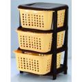 3 Tier Plastic Vegetable and Fruit Basket Kitchen Organizer Beige Color. 